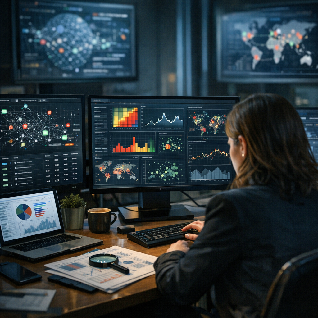 Fraud Analyst Studying Data Patterns